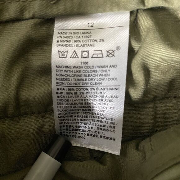 BANANA REPUBLIC Twill Pants Straight Ankle Tabs Ultra High Rise Womens 12 Green - Picture 10 of 12